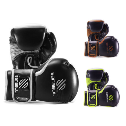 Sanabul Essential Gel Boxing Gloves - Black, Silver