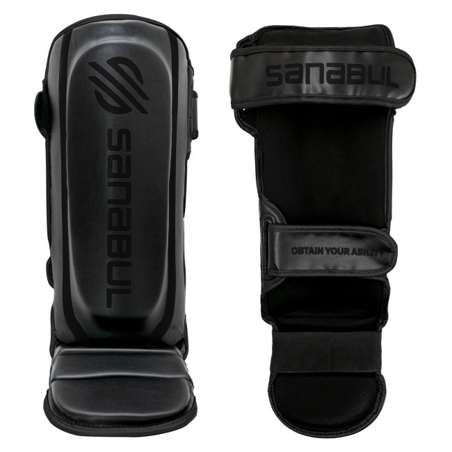 Sanabul Essential Hook and Loop Shinguards - Black