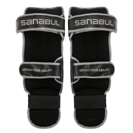 Sanabul Essential Hook and Loop Shinguards - Black, Silver