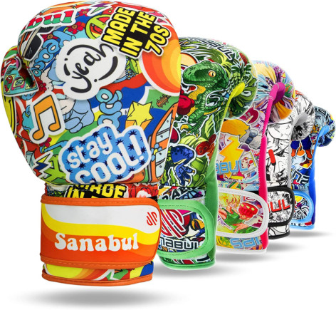 Sanabul Sticker Bomb Boxing Gloves for Kids - 70s