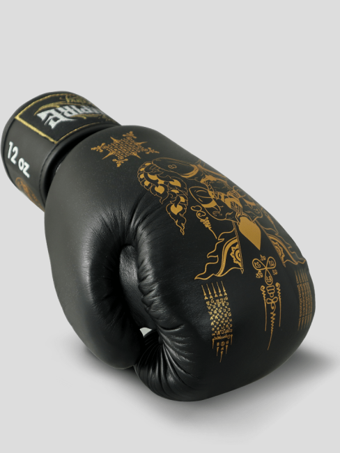 SKS Empire Boxing Gloves - Sak Yant - Real Leather - Black / Gold