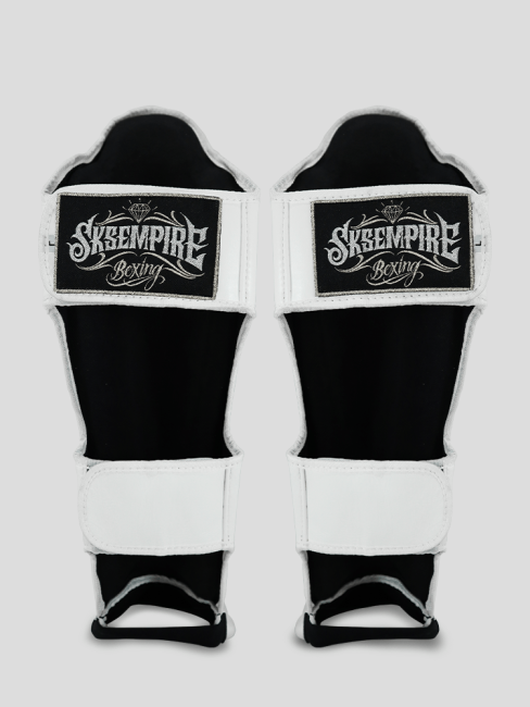 SKS Empire Shin Guards - Real Leather - White / Gold