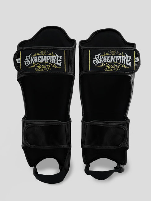 SKS Empire Shin Guards - Real Leather - Black / Gold