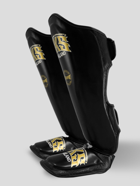 SKS Empire Shin Guards - Real Leather - Black / Gold