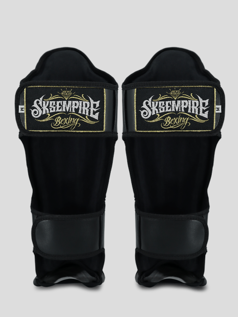 SKS Empire Shin Guards - Sak Yant - Real Leather - Black / Gold