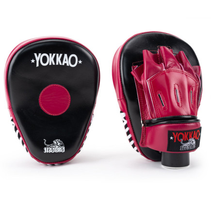 Yokkao Focus Mitts Open Fingers - Leather - Black / Cerise