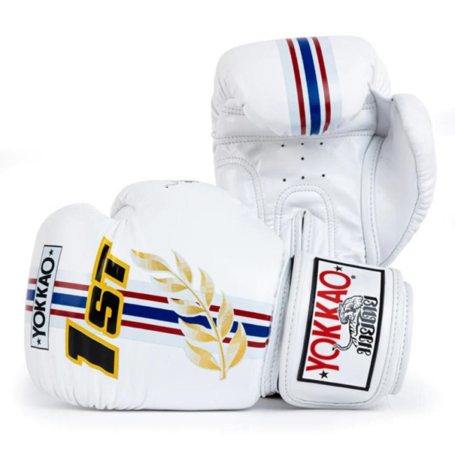 Yokkao - Limited Edition - First At The Race Boxing Gloves - Genuine Leather - White