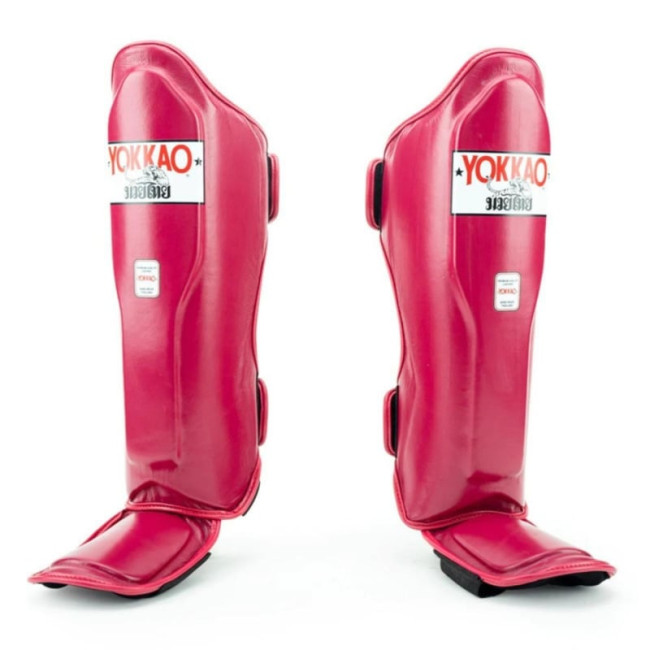 Yokkao Matrix Shin Guards - Leather - Cerise